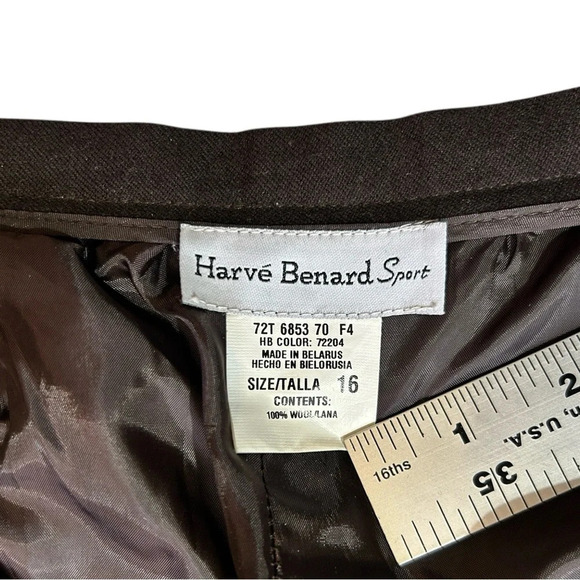 Vtg HARVE BENARD Sport Black Wool Pants Lined Flat Front Pockets High Rise 16 - Picture 6 of 8
